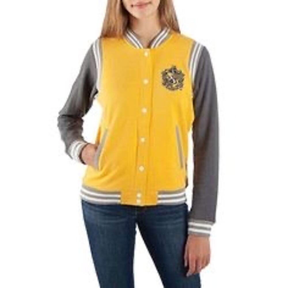 Women’s M Harry Potter Hufflepuff Lightweight Varsity Hogwarts Letterman Jacket - Picture 4 of 10